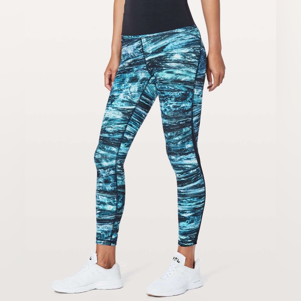 Lululemon Train Times 7/8 Pant *25”.‎ Color: Shorelines Multi Blue / Black